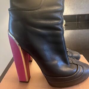 Diane Von Fürstenberg boots. Size 9.5 black and pink high heel